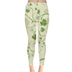 Flower Green Shamrock Leggings  by Mariart