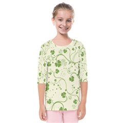 Flower Green Shamrock Kids  Quarter Sleeve Raglan Tee