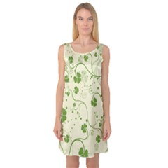 Flower Green Shamrock Sleeveless Satin Nightdress