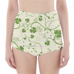 Flower Green Shamrock High-waisted Bikini Bottoms by Mariart