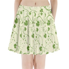 Flower Green Shamrock Pleated Mini Skirt by Mariart