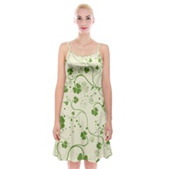 Flower Green Shamrock Spaghetti Strap Velvet Dress by Mariart