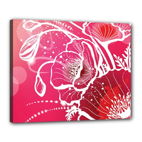 Flower Red Sakura Pink Canvas 20  X 16 