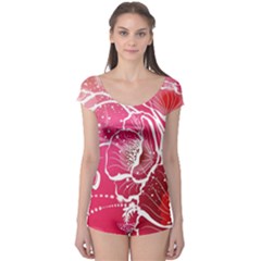 Flower Red Sakura Pink Boyleg Leotard  by Mariart