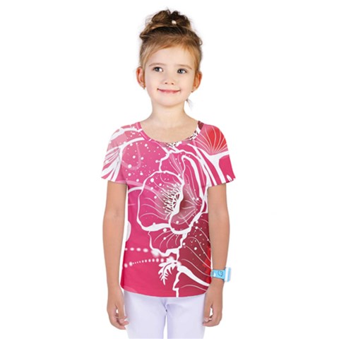 Flower Red Sakura Pink Kids  One Piece Tee by Mariart