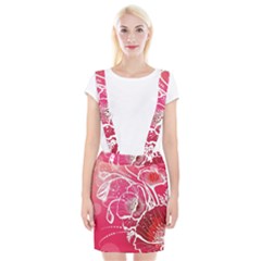 Flower Red Sakura Pink Braces Suspender Skirt by Mariart