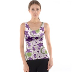 Flower Sakura Star Purple Green Leaf Tank Top by Mariart