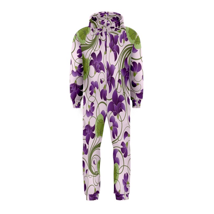 Flower Sakura Star Purple Green Leaf Hooded Jumpsuit (Kids)