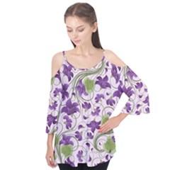 Flower Sakura Star Purple Green Leaf Flutter Tees