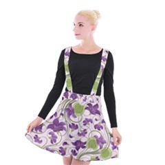 Flower Sakura Star Purple Green Leaf Suspender Skater Skirt