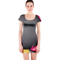 Hole Circle Line Red Yellow Black Gray Short Sleeve Bodycon Dress by Mariart