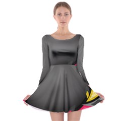 Hole Circle Line Red Yellow Black Gray Long Sleeve Skater Dress by Mariart