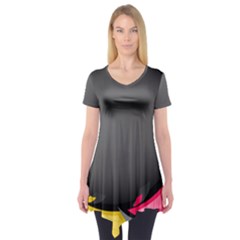 Hole Circle Line Red Yellow Black Gray Short Sleeve Tunic  by Mariart