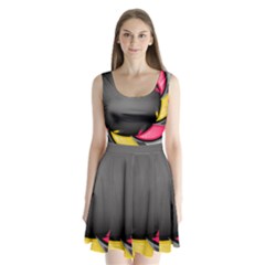 Hole Circle Line Red Yellow Black Gray Split Back Mini Dress  by Mariart