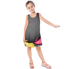 Hole Circle Line Red Yellow Black Gray Kids  Sleeveless Dress by Mariart