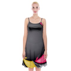 Hole Circle Line Red Yellow Black Gray Spaghetti Strap Velvet Dress by Mariart