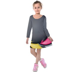 Hole Circle Line Red Yellow Black Gray Kids  Long Sleeve Velvet Dress by Mariart