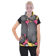 Hole Circle Line Red Yellow Black Gray Women s Button Up Puffer Vest by Mariart