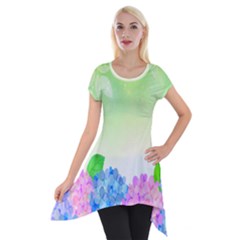 Fruit Flower Leaf Short Sleeve Side Drop Tunic by Mariart