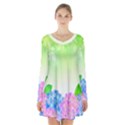 Fruit Flower Leaf Long Sleeve Velvet V-neck Dress View1