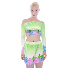 Fruit Flower Leaf Off Shoulder Top With Skirt Set by Mariart