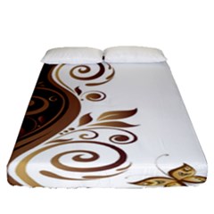 Leaf Brown Butterfly Fitted Sheet (queen Size) by Mariart