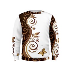 Leaf Brown Butterfly Kids  Sweatshirt by Mariart