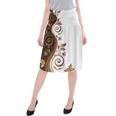 Leaf Brown Butterfly Midi Beach Skirt by Mariart