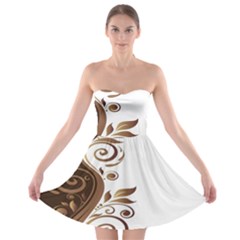 Leaf Brown Butterfly Strapless Bra Top Dress by Mariart