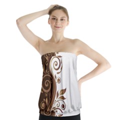 Leaf Brown Butterfly Strapless Top by Mariart