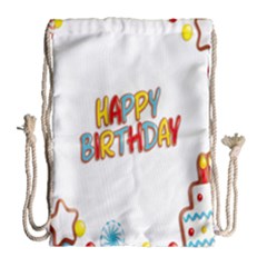 Happy Birthday Drawstring Bag (large) by Mariart