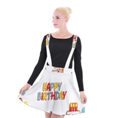 Happy Birthday Suspender Skater Skirt by Mariart