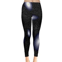 Galaxy Planet Space Star Light Polka Night Leggings  by Mariart