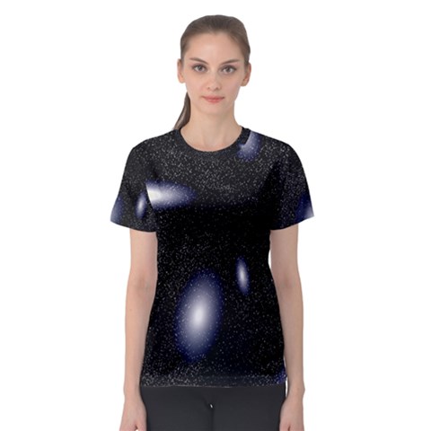 Galaxy Planet Space Star Light Polka Night Women s Sport Mesh Tee by Mariart