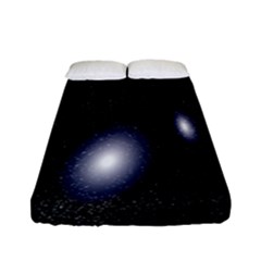 Galaxy Planet Space Star Light Polka Night Fitted Sheet (full/ Double Size)