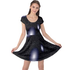 Galaxy Planet Space Star Light Polka Night Cap Sleeve Dresses by Mariart