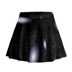 Galaxy Planet Space Star Light Polka Night Mini Flare Skirt by Mariart