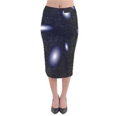 Galaxy Planet Space Star Light Polka Night Velvet Midi Pencil Skirt by Mariart