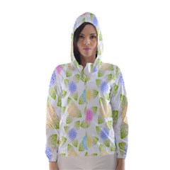 Fruit Grapes Purple Yellow Blue Pink Rainbow Leaf Green Hooded Wind Breaker (women) by Mariart