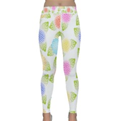 Fruit Grapes Purple Yellow Blue Pink Rainbow Leaf Green Classic Yoga Leggings by Mariart