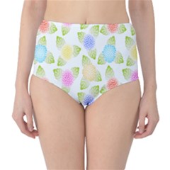 Fruit Grapes Purple Yellow Blue Pink Rainbow Leaf Green High-waist Bikini Bottoms by Mariart