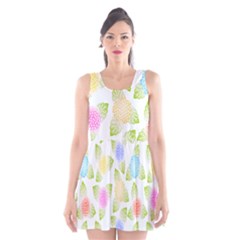 Fruit Grapes Purple Yellow Blue Pink Rainbow Leaf Green Scoop Neck Skater Dress by Mariart