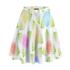 Fruit Grapes Purple Yellow Blue Pink Rainbow Leaf Green High Waist Skirt by Mariart