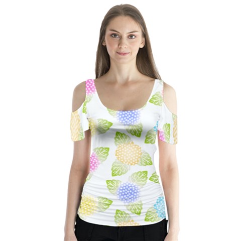 Fruit Grapes Purple Yellow Blue Pink Rainbow Leaf Green Butterfly Sleeve Cutout Tee  by Mariart