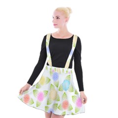 Fruit Grapes Purple Yellow Blue Pink Rainbow Leaf Green Suspender Skater Skirt by Mariart