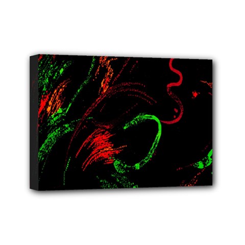 Paint Black Red Green Mini Canvas 7  X 5  by Mariart