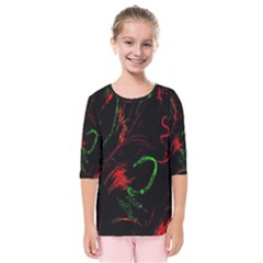 Paint Black Red Green Kids  Quarter Sleeve Raglan Tee