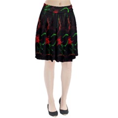 Paint Black Red Green Pleated Skirt by Mariart