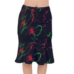 Paint Black Red Green Mermaid Skirt