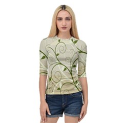 Leaf Sexy Green Gray Quarter Sleeve Tee